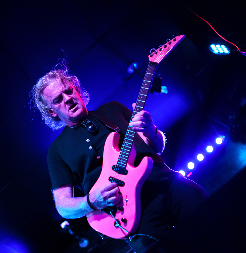 Mark James Ross on guitar and vocals with The Climate Stripes (The Empire, Rochdale, July 2022) (Photography by Erica Waugh)